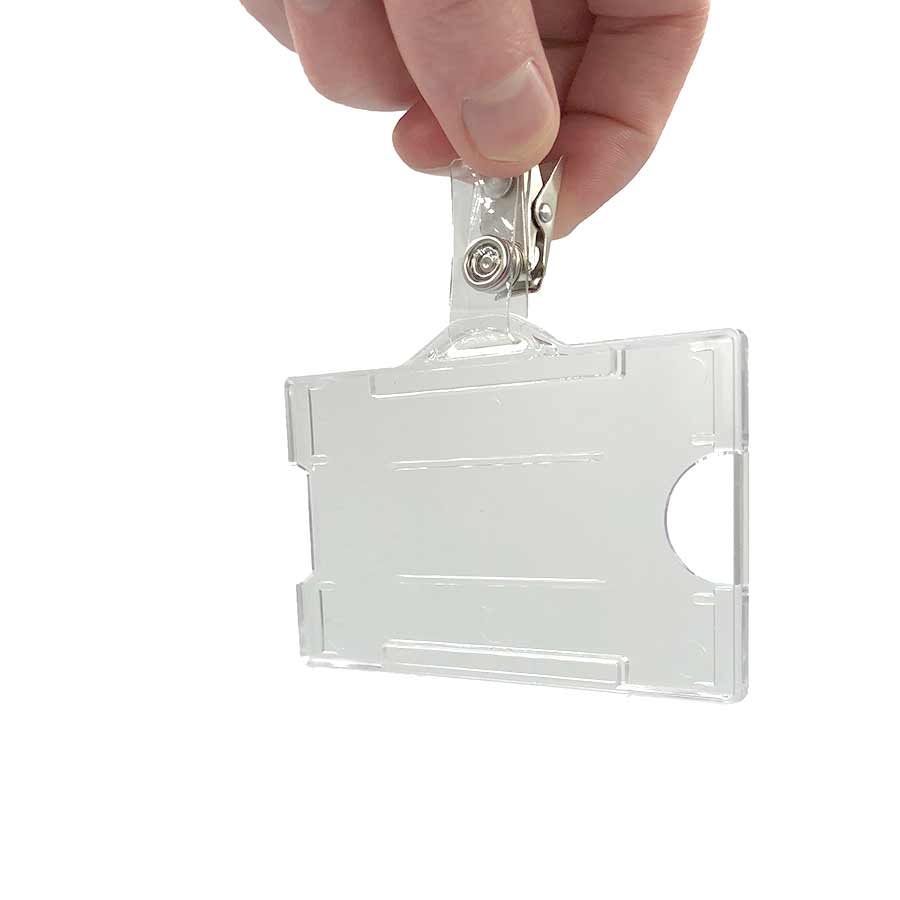 Clear name badge holders  plastic horizontal ID cardholder – Easi