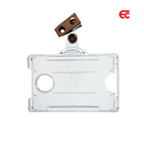 Clear badge cardholder with PVC badge strap clip